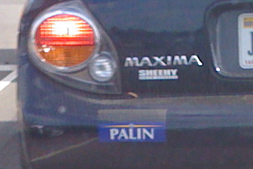 McCain/Palin sticker with McCain taped over or blacked out