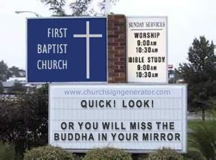 Buddha sighting church sign