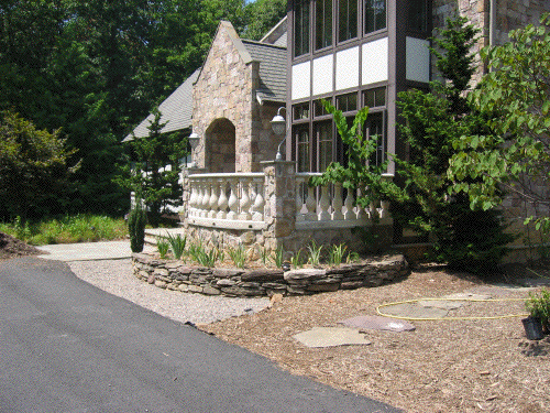 front patio and iris bed