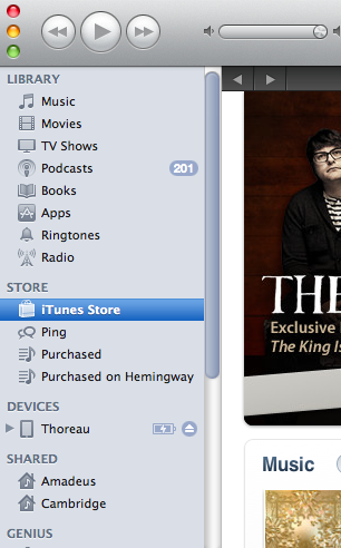 iPad device in iTunes sidebar, mine is named Thoreau
